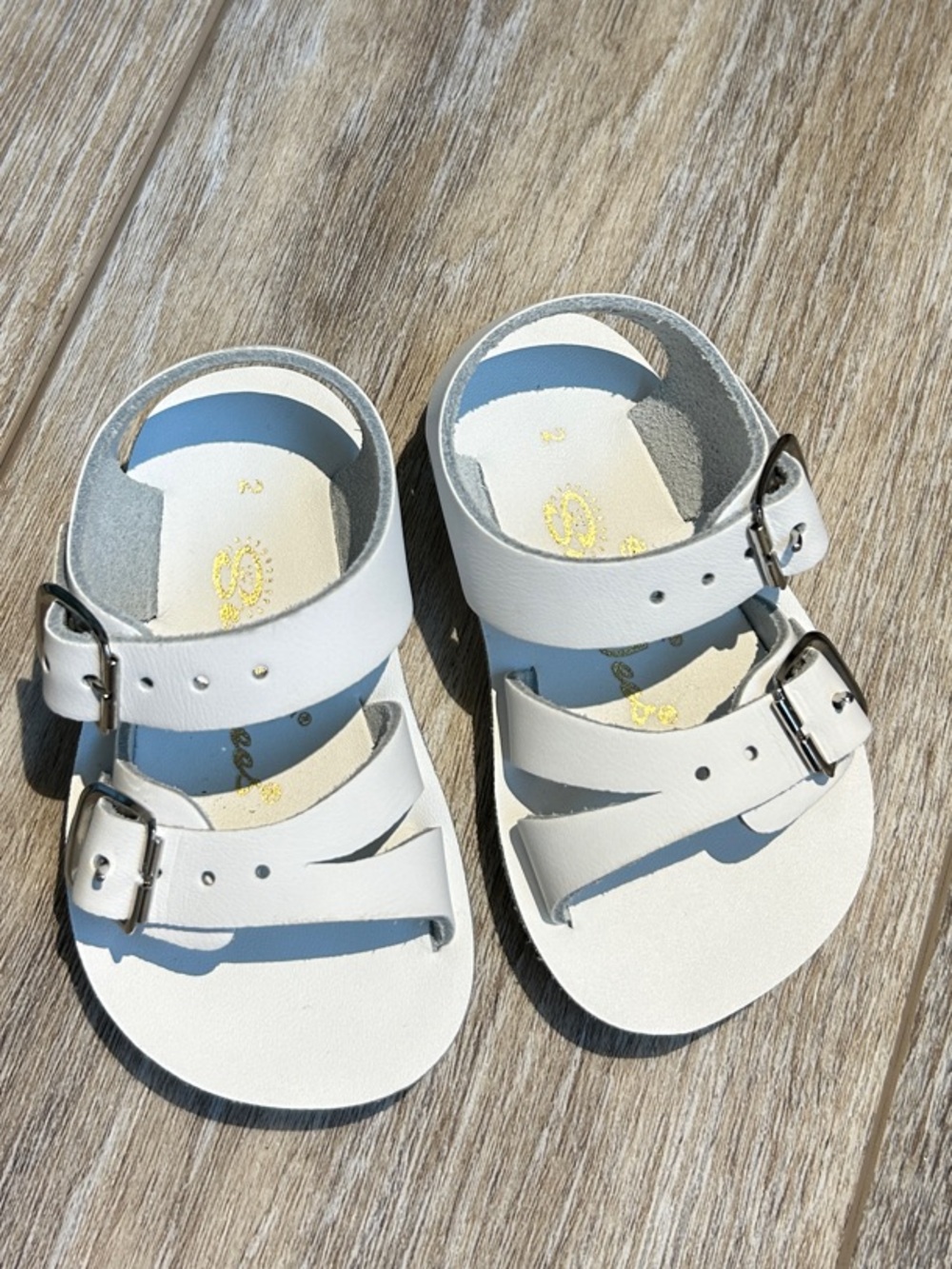 Sea Wees Toddler White Double-Buckle Leather Sandals